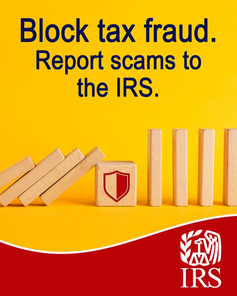 IRStaxsecurity's tweet photo. The #IRS warns you not to fall for scammers trying to fool you with unscrupulous tax schemes. Know the red flags and report them: https://t.co/YV9ocHEYRp #TaxSecurity https://t.co/CPaUBbnJrz