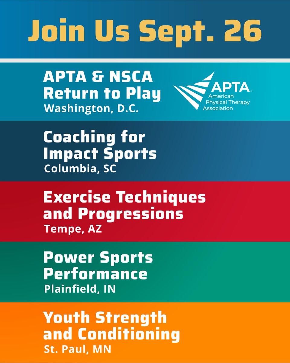 NSCA's tweet photo. You’ve got 10 days to save ⏳

On Sept. 26, join respected leaders at an NSCA Fall Performance Summit

✅ Earn 0.8 CEUs and take back ideas you can use
🔒 Lock in your rate by Sept. 9 and save $50
🏨 Need a room? Book at our preferred rate

REGISTER NOW » https://t.co/iXMGXWzpXp https://t.co/4nHHEWqDUe