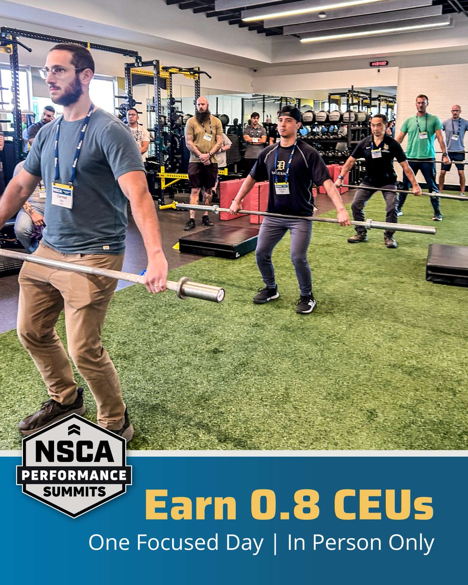 NSCA's tweet photo. You’ve got 10 days to save ⏳

On Sept. 26, join respected leaders at an NSCA Fall Performance Summit

✅ Earn 0.8 CEUs and take back ideas you can use
🔒 Lock in your rate by Sept. 9 and save $50
🏨 Need a room? Book at our preferred rate

REGISTER NOW » https://t.co/iXMGXWzpXp https://t.co/4nHHEWqDUe