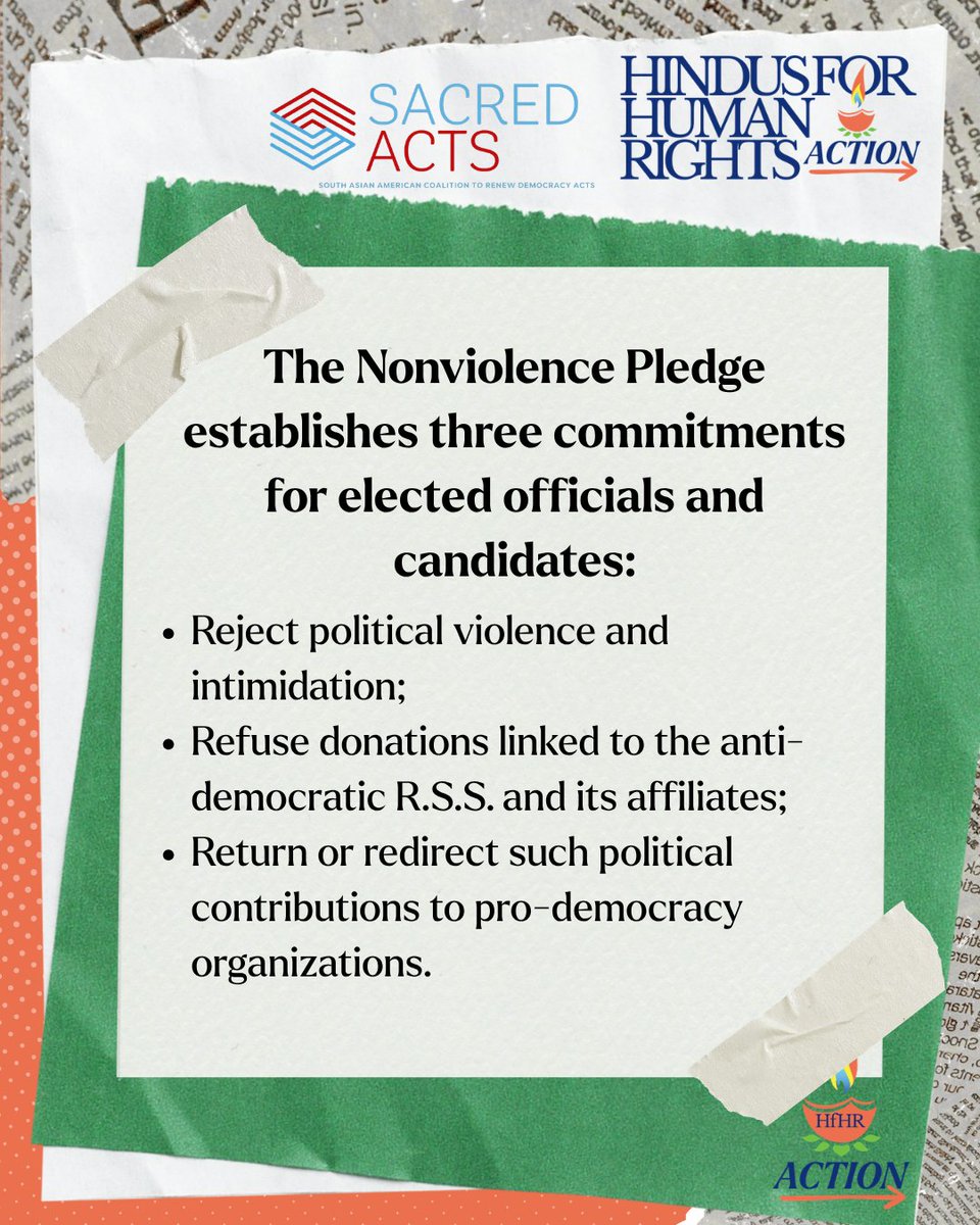 HfHRAction's tweet photo. The signatories have committed to rejecting money and support from organizations and individuals linked to the RSS. This is a resounding rejection of a movement that insists that the RSS network can credibly speak for Hindu Americans. https://t.co/a20AalUv4I