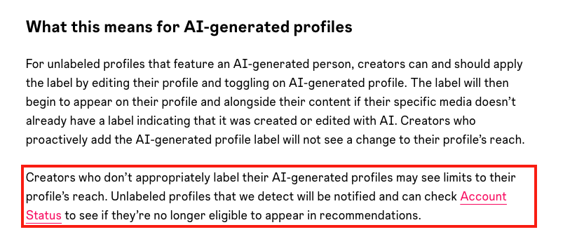 unknowngrowth's tweet photo. It might be over for AI Instagram pages.

If you get caught not labelling your content as AI, they limit your reach.

https://t.co/4XUc59BiOx https://t.co/H9lVlXFliJ
