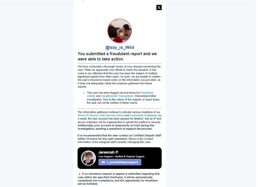 Izzy_is_Wild's tweet photo. This account has "reported" me multiple times for fraud and I have been threatened legally with my IP address and asked for $350 or else my account will be banned. Please do not fall for this like I almost did. I don't know why they would do this to me. (+) https://t.co/dhpEygxasu