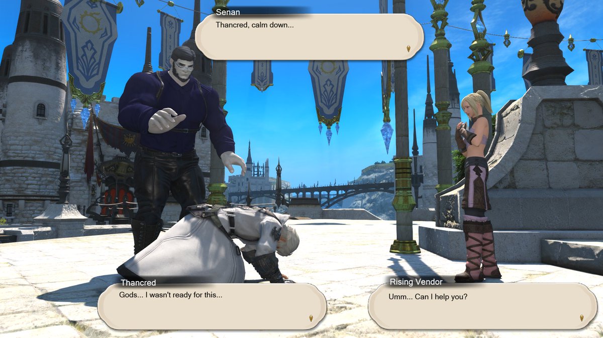 SGrenreedsyn's tweet photo. Thancred was indeed not ready for the Rising this year. https://t.co/v6GwYzyMx6