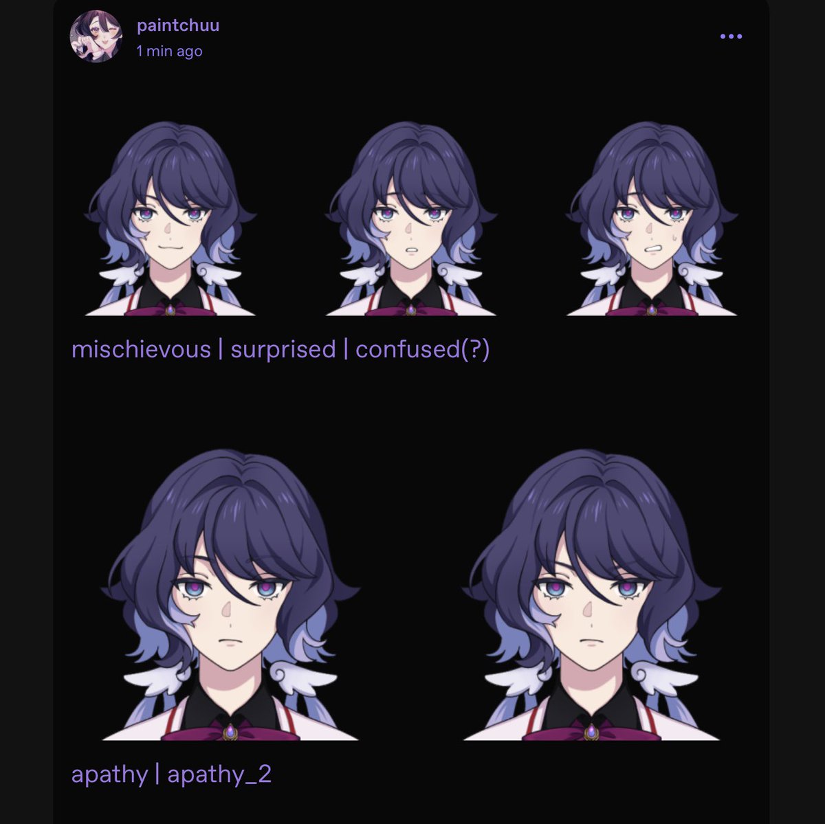 paintchuu's tweet photo. [OC] 🎨
i made a bunch of sprite expressions for them too 🙂‍↕️🙂‍↕️
figured it'd be neat if i followed a certain tumblr user's format for these hehe
#tkdbOC #tokyodebunkeroc https://t.co/S1ixmKxJBi