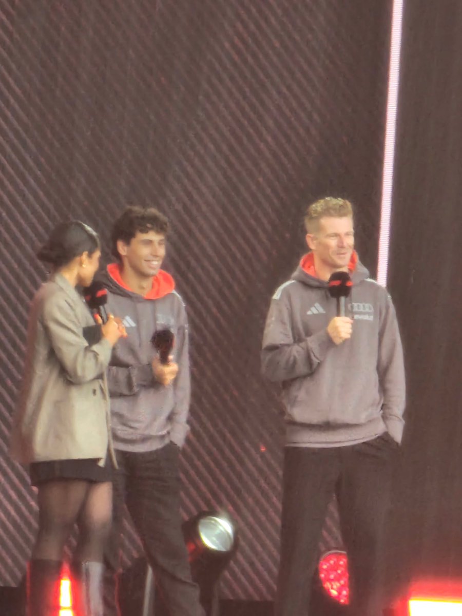 KaylenePioli's tweet photo. Fanzone Q&amp;A with Audi drivers Gabriel Bortoleto and Nico Hülkenberg. The crowd gathered, cameras rose, and the session unfolded with a smooth, cinematic energy. https://t.co/Z1Z80rJ5i9