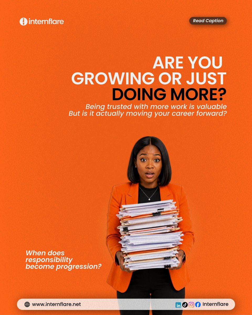 Internflare's tweet photo. Being trusted with more work feels like growth—but is it really? 👀
Growth means gaining new skills, greater impact, better opportunities, and moving forward in your career.
Don’t just do more. Grow more. 🚀
#CareerGrowth #InternFlare #ProfessionalDevelopment https://t.co/SOK5t5hgJG