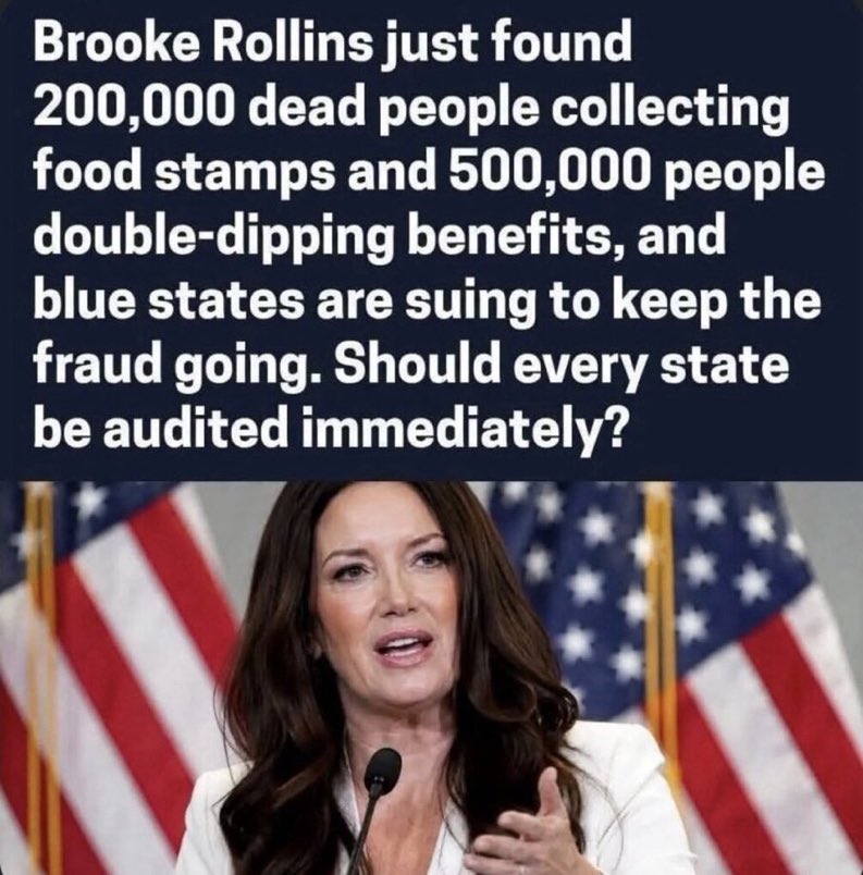 MelG_Gibson's tweet photo. 🚨 Should every state undergo a full audit to uncover potential fraud and improper benefit payments?

A️⃣ Yes — audit every state 🇺🇸
B️⃣ No — not necessary
C️⃣ Only where fraud is suspected 🔍 https://t.co/OvDAbx7eR1