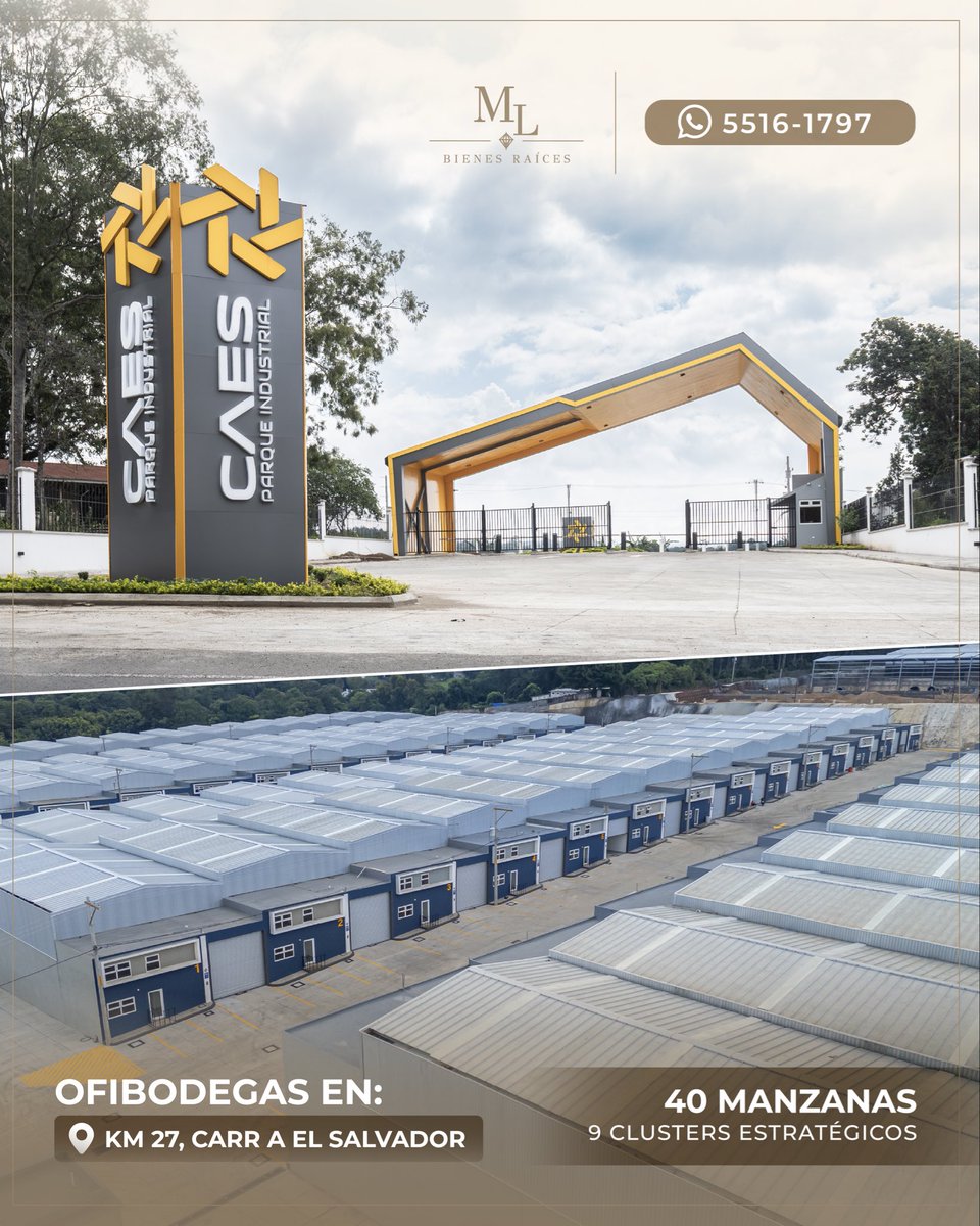 MLbienesraices's tweet photo. CAES PARQUE INDUSTRIAL 
ofibodegas en carretera al Salvador 40 manzanas y 9 clusters https://t.co/EmEikoQLa9