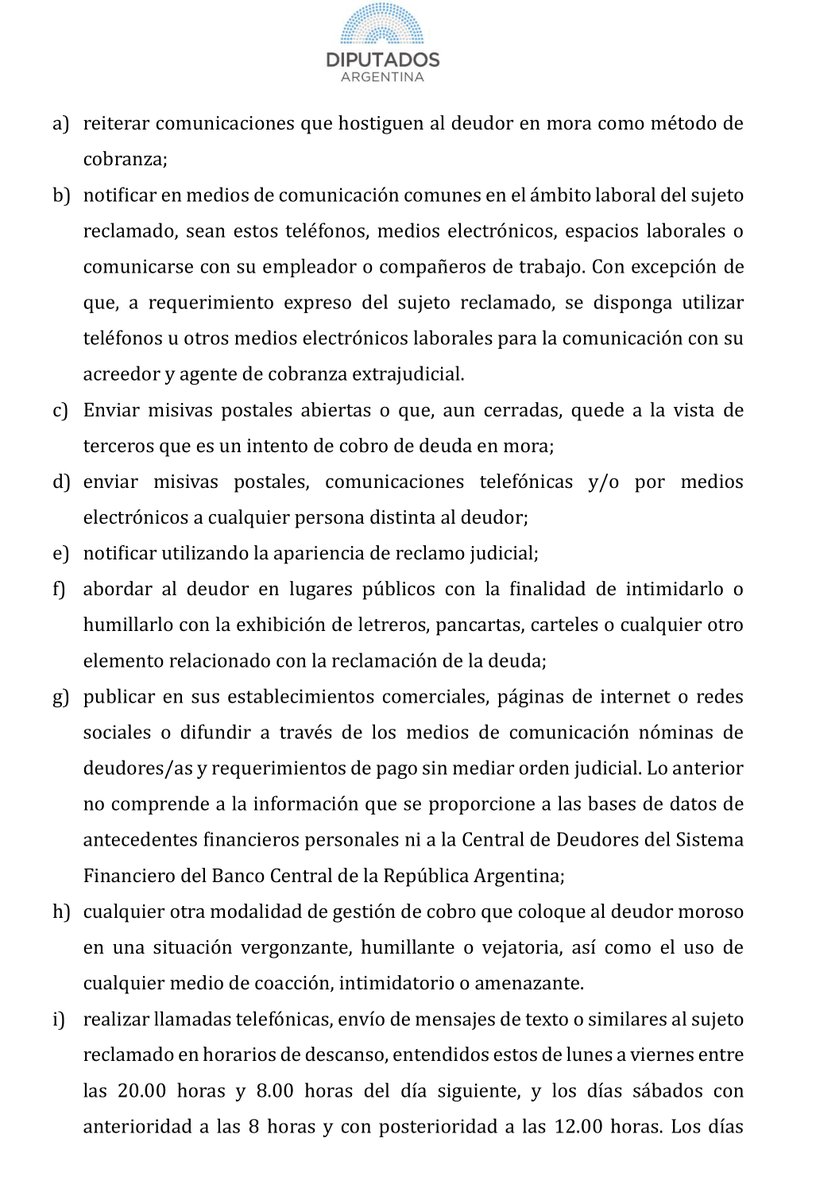Juli_Strada's tweet photo. Les comparto el proyecto de ley "Régimen de cobranzas extrajudiciales contra deudores morosos" (parte 1, sigue en el proximo tuit) https://t.co/ccJukTJqjz