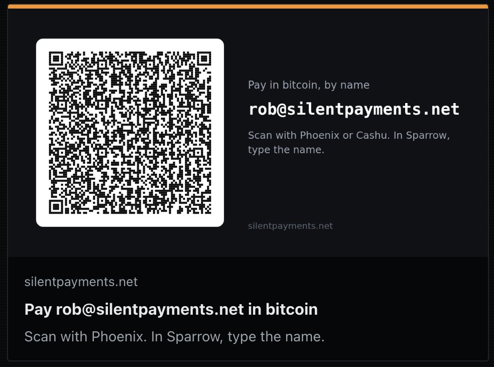 BitsagaRob's tweet photo. One QR to rule them all, One QR to find them, One QR to bring them all, and in the sovereignty bind them

- onchain silent payments (automatically creates addresses for you under the hood for full privacy, BIP352)

- lightning payments, reusable (BOLT12)

- and Cashu! https://t.co/mHGkvCb9h2