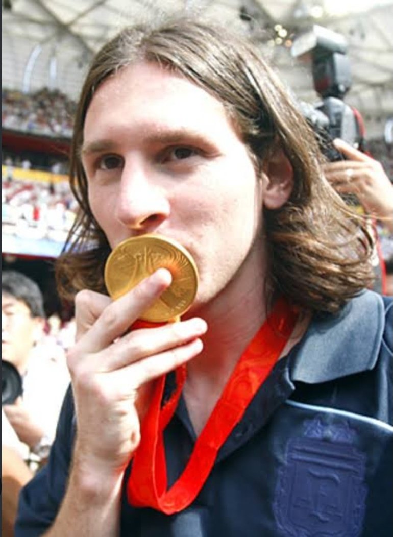 DanielRegha's tweet photo. Lionel Messi won it all; Six international trophies in total.

-At age 18 he was FIFA U-20 World Cup in 2005.
-An Olympic Gold Medal winner in 2008 at 21 years. 
-A Copa America winner in 2021 at 34 years of age. 
 -A Finalissima winner at 34 years, and a FIFA World Cup in 2022 at 35 years.
-Another Copa America winner in 2024 at 37 years. Now that's a complete player. 

Done all, won everything. Happy retirement from the national team.