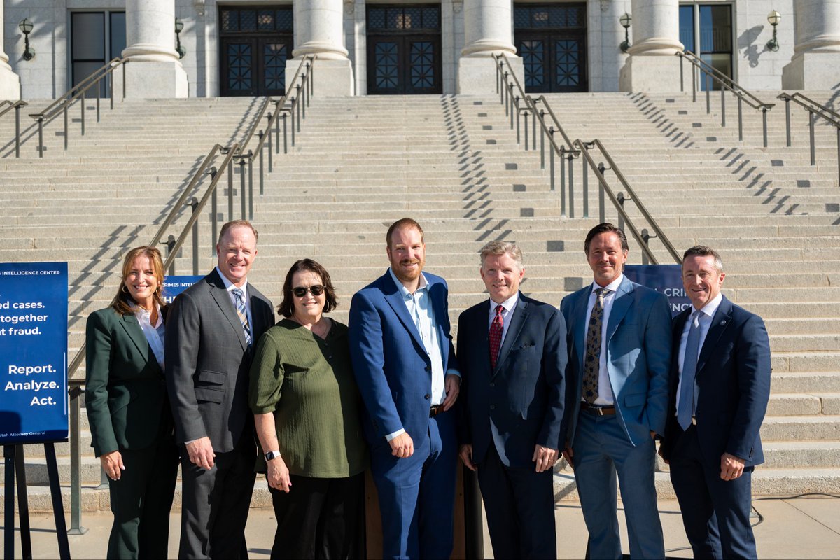 utahsenate's tweet photo. Financial criminals are becoming more sophisticated and organized each day. Utah is coordinating efforts to fight back.
 
Today, Sen. Kirk Cullimore joined Attorney General Derek Brown to launch the Financial Crimes Intelligence Center, created by the Legislature to bring law enforcement, prosecutors and financial experts together to combat fraud, hold criminals accountable and protect Utahns and their hard-earned money.
 
By working together, we’re making Utah a harder place for financial criminals to operate and ensuring victims have a dedicated team fighting on their behalf.