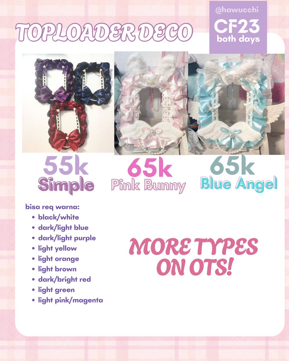 hawucchi's tweet photo. [💜 &amp; 🔁 appreciated!]

Hawucchi's #CF23 Pre-oder Catalogue is here~! 
Open for both Pick Up &amp; Mail Order.

🗓️PO Period: 01 - 05 Sept 2026
📍Circle DangOshi (booth number TBA)
🎀Fandom: Nijisanji JP (Speciale, Nijidatoka, Kanae), Toploader Deco 
🔗PO link below

#comifuro23 https://t.co/KXz3Twapla