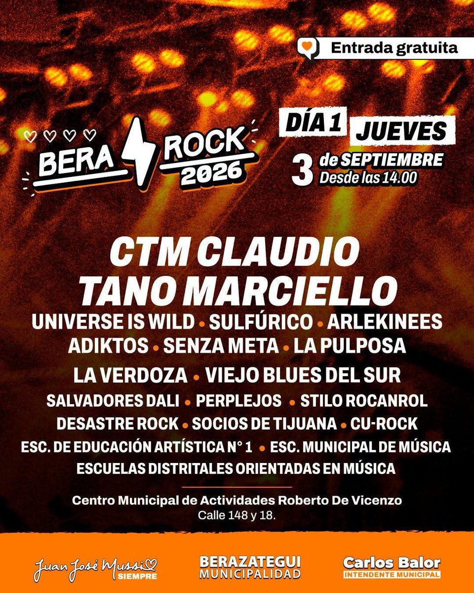 SulfuricoRock's tweet photo. ⚡ SULFURICO EN BERA ROCK 2026 ⚡
Este jueves 3 de septiembre nos subimos al escenario de Bera Rock 🤘
Una noche tremenda en la que también estará tocando Claudio “Tano” Marciello 🔥

Nos vemos ahí. ⚡🤘

#Sulfurico #BeraRock2026 #TanoMarciello #RockArgentino #Berazategui https://t.co/aq4oZQTFGD