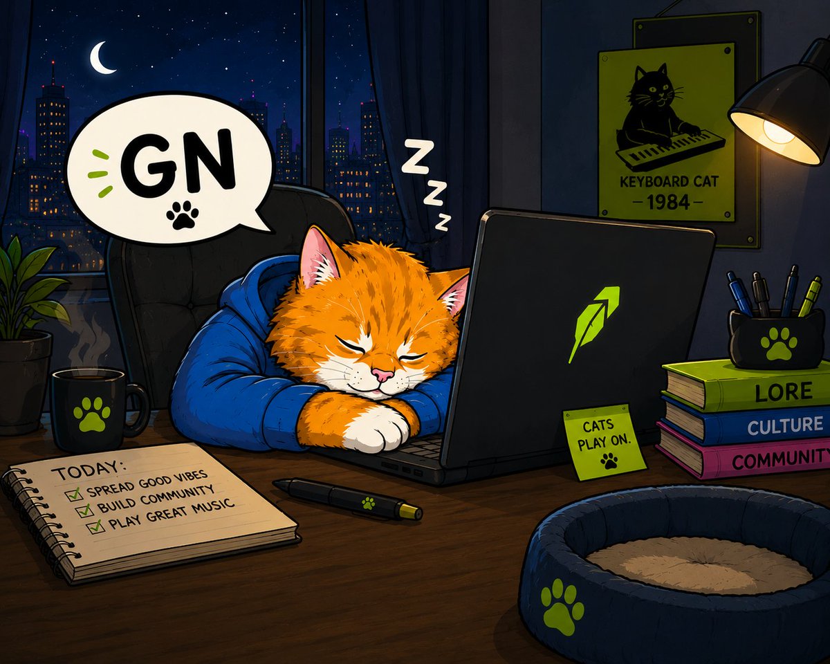 KeycatRH's tweet photo. GN cats. 🌙🎹🐱

Before we close another day, a massive thank you to everyone who’s still here, supporting $KEYCAT and believing in the journey. 💚

Every community has quiet moments and loud ones.

What matters is who keeps showing up for the next song.

We’re still here.
We’re still working.
And we’re genuinely excited about what’s ahead. 👀

Rest well tonight.

Tomorrow, we turn the volume up again. 🎶

Cats play on. 🎹🐱💚