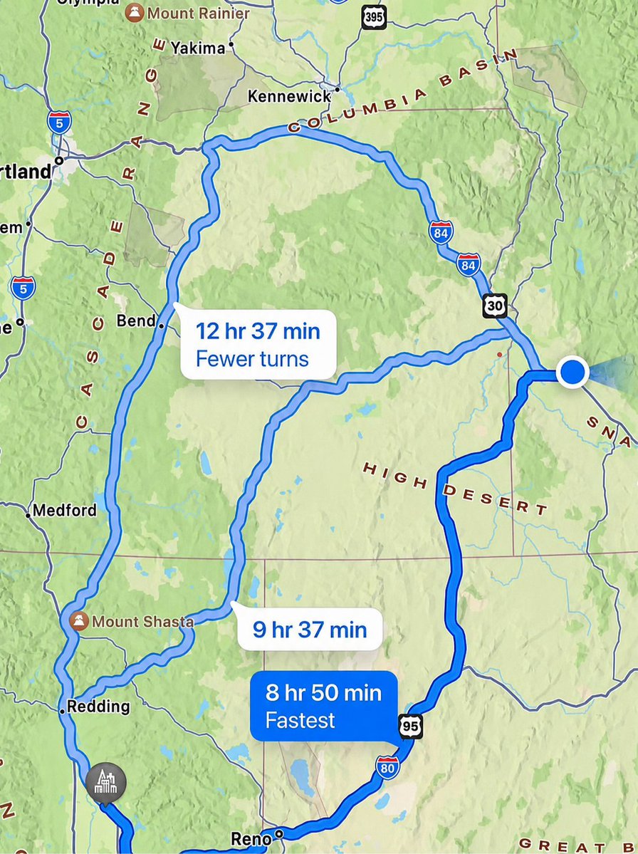TerribleMaps's tweet photo. Considering a 4-hour detour because turning isn’t really my thing https://t.co/oBICBaxTvt