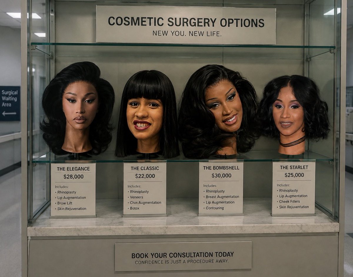 NOAHNO111's tweet photo. cardi picking her new face at the clinic 💉 https://t.co/37AcIvAZ5o