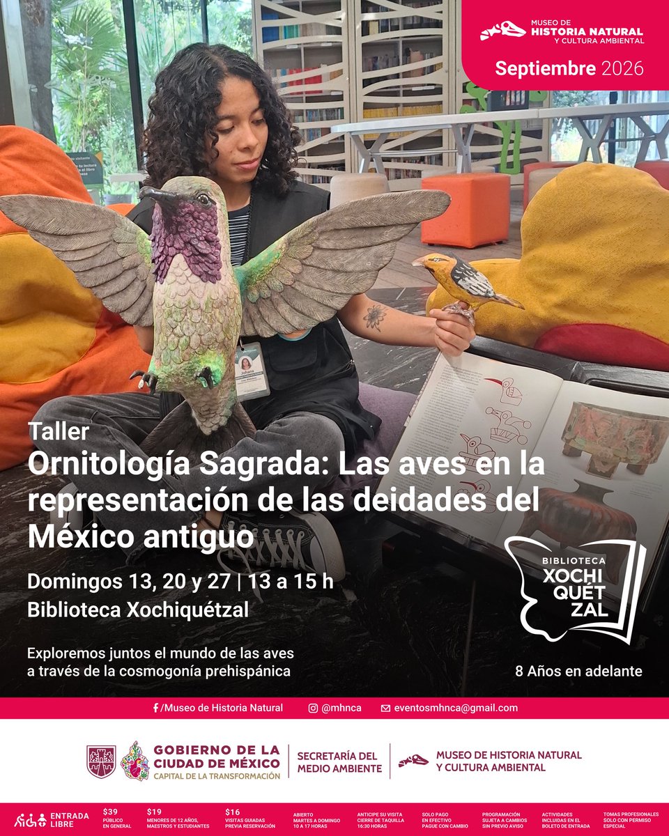 MHNCA_CDMX's tweet photo. Ven a descubrir cómo las aves encarnaron a los dioses en la cosmovisión del México antiguo. Taller Ornitología Sagrada: Las aves en la representación de las deidades del México antiguo
📍 Biblioteca Xochiquétzal
📅 Domingos 13, 20 y 27 de septiembre
🕛 13 a 15 h https://t.co/eIHUKtN8sN