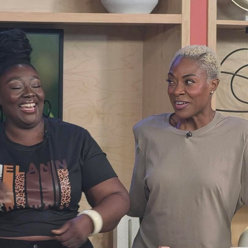 JullyBlack's tweet photo. New season almost upon us, new routines! 

Today on @morningshowca, we chatted with the amazing @TracypMakeup and let me tell you she did NOT come to play! Fall is the perfect time to reset, refresh and switch things up, and she had ALL the recommendations for me! https://t.co/2ZDCW2Sj8h