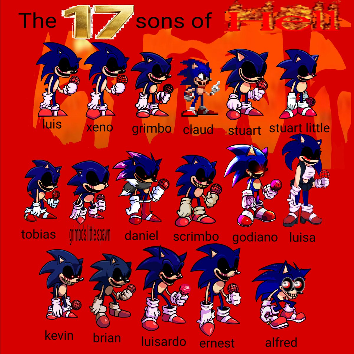 pipos325's tweet photo. The 17 sons of Hell
#exe
#sonicexe
#sonicexefnf
#execommunity
#fnffanart
#fnf
#outcomememories https://t.co/3J8vYGR84e