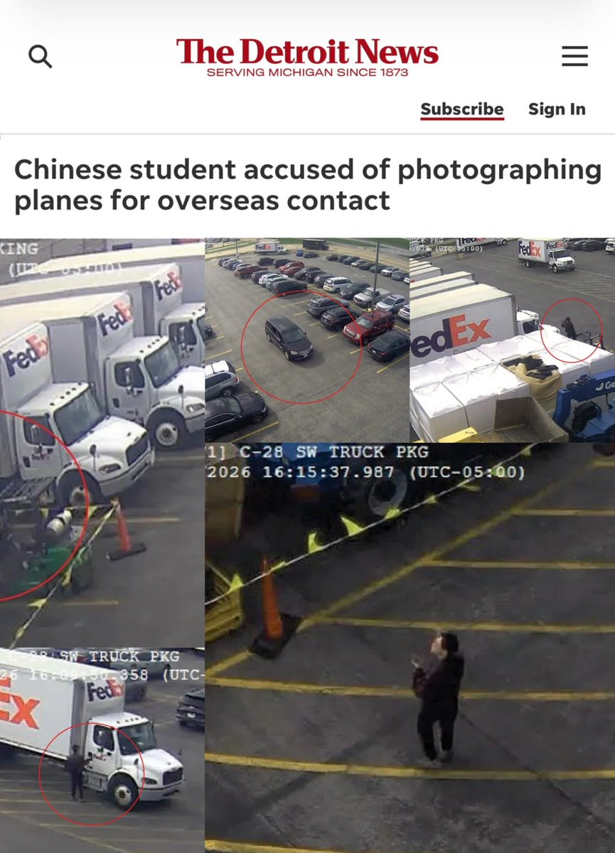 Byron_Wan's tweet photo. 🇨🇳 national Weiheng Zeng, an undergraduate student at 🇨🇦 University of Waterloo, photographed facilities near O’Hare International Airport in Chicago under the direction of a suspected Chinese intelligence officer and sent the photos to the officer via a Huawei phone with disposable SIM cards. Zeng, who had crossed into the US around 24 times since 2022, was paid $20 per photo. Zeng was arrested on Aug 26 ‼️

🇨🇳 national Weiheng Zeng has been charged in the US after federal authorities said he admitted to trespassing at properties near airports to take photos of airplanes that he sent to a mysterious figure whom he believed to be an employee of the Chinese government.

A 20-page complaint filed on Aug 26 in Detroit's federal court charges Zeng with making false statements (https://t.co/ecftsMfsKs).

Authorities said Zeng was found on surveillance footage, trespassing in a FedEx employee parking lot in Chicago in April and taking photos of aircraft at the nearby O'Hare International Airport.

When Zeng attempted to return to the US on Sun Aug 23, he was repeatedly questioned by border patrol agents and the FBI, ultimately telling investigators that he had been paid a few hundred bucks to take photos of specific aircraft, send them to a contact in China, then destroy the evidence.

Zeng, currently an undergraduate student at 🇨🇦 University of Waterloo, has been studying in Canada on a B1/B2 visa that he was issued in 2022.

𝗖𝗹𝗶𝗺𝗯𝗶𝗻𝗴 𝗼𝗻 𝗮 𝗳𝗼𝗿𝗸𝗹𝗶𝗳𝘁 𝗶𝗻 𝗖𝗵𝗶𝗰𝗮𝗴𝗼

Zeng has entered the US around 24 times since his visa was issued, including on Apr 11, when he drove a dark blue Chrysler Town & Country into Detroit via the Ambassador Bridge.

At the border, he told US Customs and Border Protection agents that he was entering the US to visit his sister in Chicago for a week and a half.
￼
Ten days later, employees at a FedEx location at O'Hare International Airport saw an unknown individual in the employee parking lot. He lingered for about 20 minutes and was seen taking photos, walking the fence line and attempting to open locked trailers. He also climbed onto a parked forklift and appeared to take photos, either of a parked aircraft or other areas of the airport.

FedEx surveillance footage indicated that the individual was a male of Asian descent.

Additional surveillance video captured a dark blue Town & Country arriving in the employee parking lot shortly before the man was seen taking photos.

Zeng re-entered Canada via the Windsor Detroit Tunnel on Apr 23, two days after the FedEx parking lot incident.

American law enforcement later established that the license plate on Zeng's Town & Country matched the plate on the vehicle seen at the FedEx parking lot at the Chicago airport.
￼
On Aug 23, Zeng attempted to re-enter the US via the Ambassador Bridge. He was again driving a dark blue Town & Country with the same license plate. This time, he was accompanied by two other individuals, whom he identified as his sister and his classmate. He said the three were making a one-day trip to Chicago.

Border patrol agents referred him for a secondary inspection based on the incident at the FedEx parking lot.

Authorities interviewed Zeng three separate times over the next several hours.

𝗧𝗵𝗲 𝗳𝗶𝗿𝘀𝘁 𝗶𝗻𝘁𝗲𝗿𝘃𝗶𝗲𝘄

Zeng told investigators that he was returning to the U.S. to drop his sister off in Chicago, where she attends school. He added that his classmate, a university student studying aviation and geography, initially planned to fly Zeng and his sister from Ontario to Chicago, but they opted to drive due to bad weather.

When agents asked him about his April trip to Chicago, Zeng initially said he spent his time there visiting the zoo, Buckingham Memorial Fountain and Trump Tower, which is located in New York. When agents pressed him on this discrepancy, Zeng said he may have been confusing his Chicago trip with a prior trip to New York.

1/n

https://t.co/zVOy1Nnjue