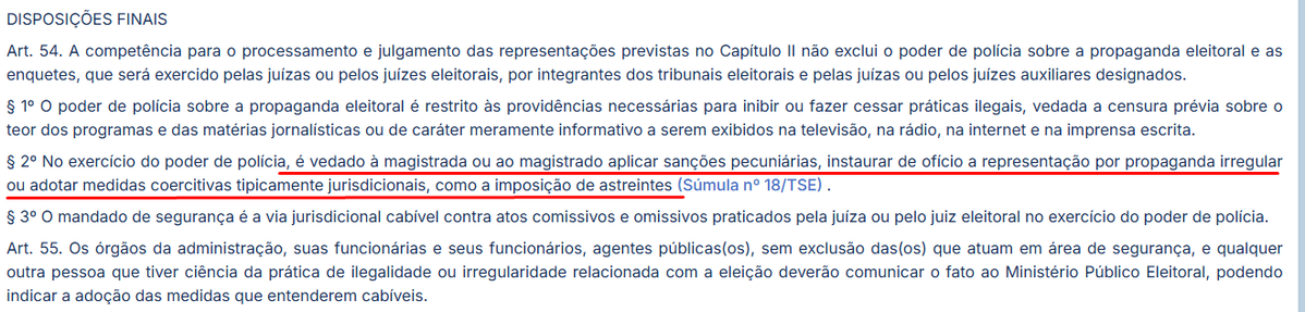 joaosenzi's tweet photo. A lei é a única defesa do cidadão contra o abuso do Estado.

Eu não queria falar dessa questão do Renan Santos porque sempre que eu falo contra o STF (TSE, nesse caso) ou algo nesse sentido eu sempre perco seguidores. E pessoas dizem que estou virando "fascista" ou "conservador".

Mas infelizmente eu tenho um vício de defender o Estado Democrático de Direito. As leis precisam ser seguidas. Não importando quem está do outro lado.

O Registro de Candidatura é um processo. Os candidatos devem fazê-lo para disputar a eleição. Tem petição inicial e juntada de documentos. Tal qual um processo comum.

Segundo consta de forma pública as redes sociais do Renan foram informadas nos autos no dia 19/08/2026 (conforme primeira figura que obtive acessando os autos do processo).

Toffoli mandou para o Ministério Público que deu parecer favorável.

Enfim. Toda cronologia eu coloco nos comentários.

A questão principal é que nesse registro de candidatura não se produzem provas contra o candidato. Se houver alguma ilegalidade existe uma ação própria que é a ação de investigação judicial eleitoral (ou outra ação, mas sempre existe um OUTRO lugar para discutir essas coisas).

Só que exige sempre um pedido. Alguém tem que pedir isso. E o Art. 54, §2º da resolução 23.608 diz especificamente que é vedado instaurar de ofício representação por propaganda irregular ou adotar medidas coercitivas, que foi exatamente o que foi feito. A lei não pode ser meramente uma sugestão para o juiz. Ela precisa ser seguida.

O Toffoli então pediu que fossem expedidos ofícios para comprovar o uso ou como que foi o engajamento etc etc. Enfim. Um juiz, que vai julgar, pedindo para produzir as próprias provas, também é algo muito estranho no mundo jurídico, dessa forma que foi feita.

Essa decisão não tem precedentes.

O próprio precedente citado do Pablo Marçal, na verdade, contraria Dias Toffoli. Aquele precedente tinha pedido expresso do Ministério Público.