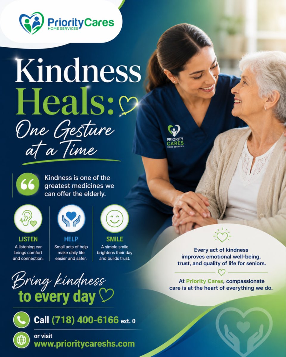 prioritycareshs's tweet photo. “Kindness is one of the greatest medicines we can offer the elderly.”—because every act of care matters. 🌟

📞 Call: (718) 400-6166
🌐 Learn more: https://t.co/nYvd3Vy2JM

#ElderCare #SeniorWellness #PriorityCares #CompassionateCare https://t.co/ojHONX9DvC