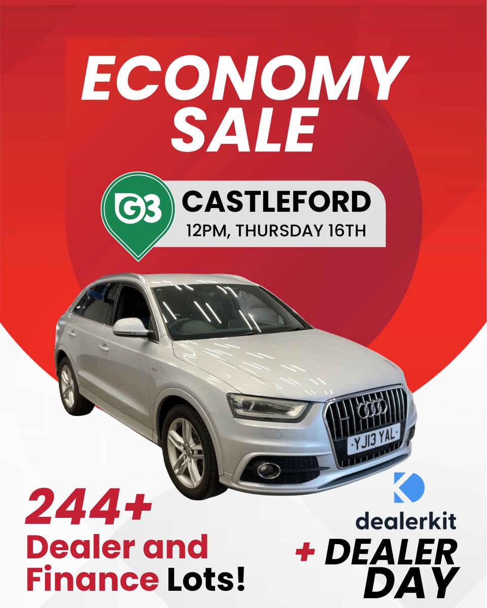 TodTrellesi41x's tweet photo. Don’t miss tomorrow’s Economy Sale! With 240+ lots from leading finance and dealer groups, there’s stock for every buyer. Meet DealerKit at Dealer Day to explore their award-winning management system and streamline dealership operations. See you at https://t.co/rCReiZt8vx