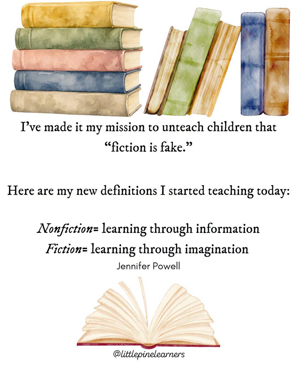 rweberbooks's tweet photo. I love everything about this! 😍
Fiction is important too! 💜
#WritingCommunity #writers #authors #readers #kidlit #parents #fiction https://t.co/qyqXNj7FFo