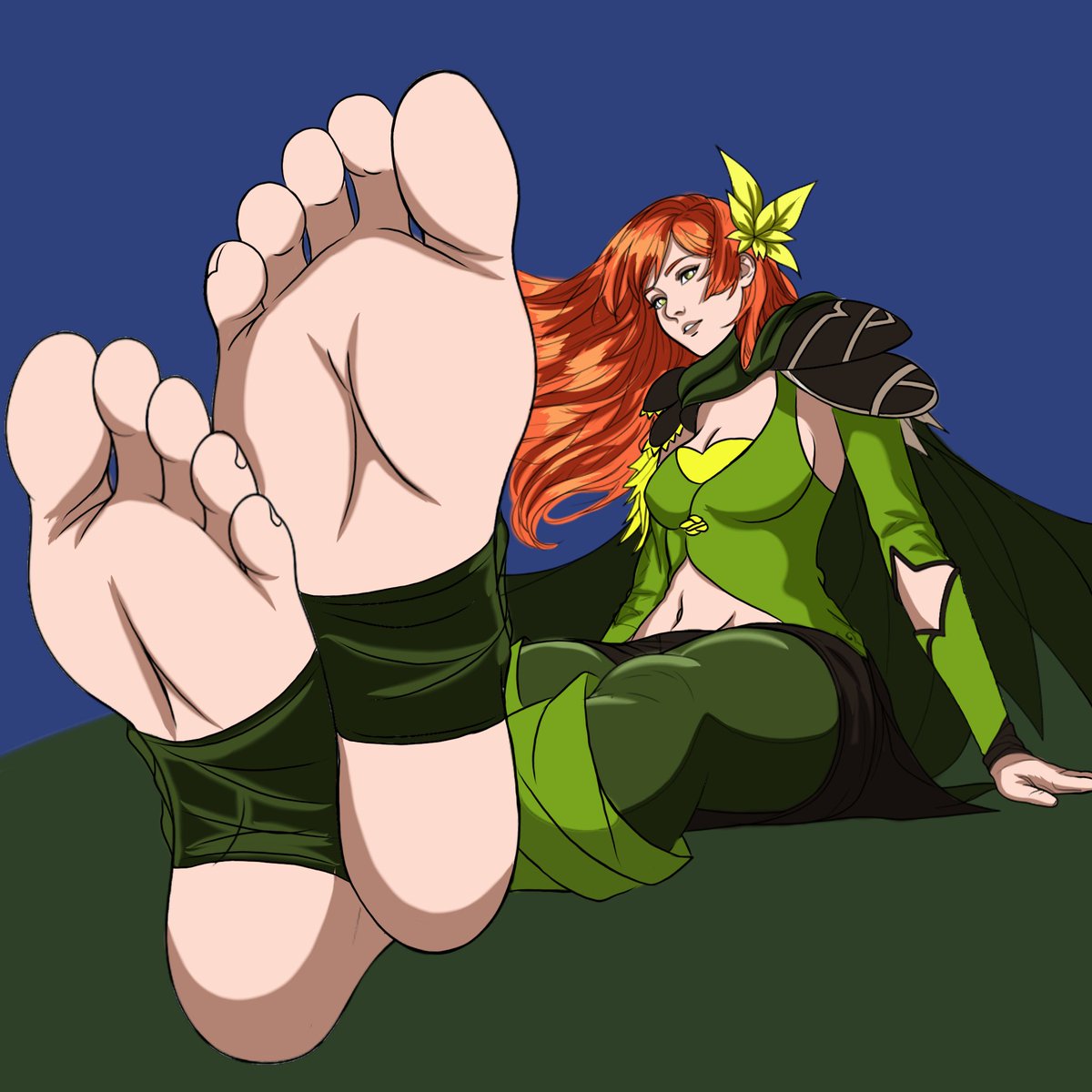 ZanyOnePip's tweet photo. Windranger Commission by DiamondArt27

#Windranger

This is an art commission of the Windranger Lyralei from DOTA 2 in a foot fetish tease pose, wearing barefoot stirrups she shows you her feet, her weary soles and toes might use a massage.

Art by @DiamondArt_27 and commissioned by me, ZanyOnePip. Follow my Twitter and other pages for more art and other stuff.
https://t.co/zry1irC4I3