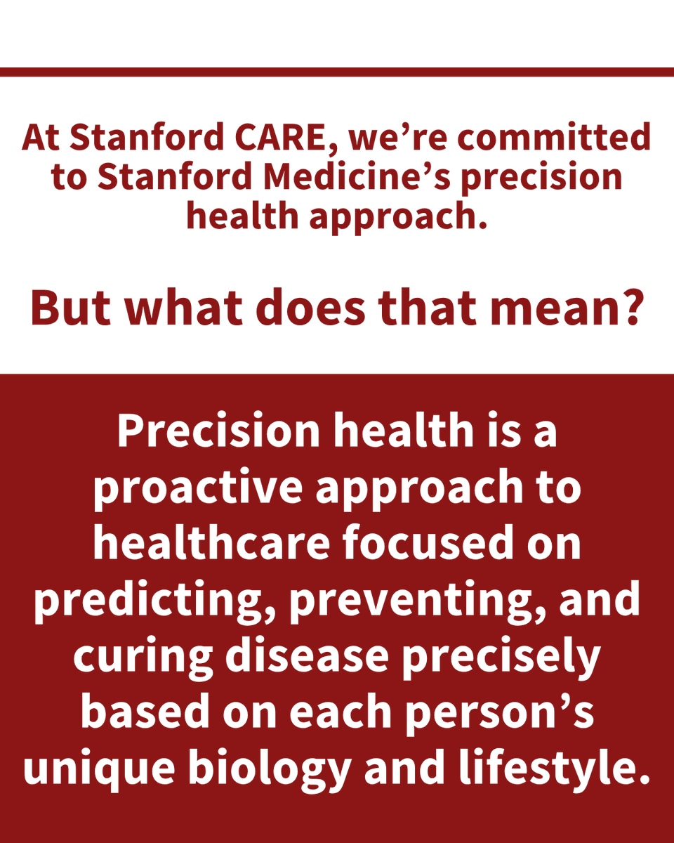 StanfordCAREs's tweet photo. When you see us talk about precision health, we’re talking about the innovative approach to healthcare which considers each person’s unique biology and lifestyle when addressing disease. At Stanford CARE, we’re proud to deliver groundbreaking research on precision medicine affecting Asian populations, so you can learn and apply these new findings to improve the healthspan of yourself and your loved ones. #StanfordCARE #PrecisionMedicine #AsianHealth
