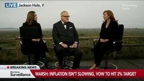 ApeironPlanning's tweet photo. Citi Wealth CIO Kate Moore joins Bloomberg's Lisa Abramowicz and Tom Keene from Jackson Hole, Wyoming. She reacts to Fed Chair Kevin Warsh's debut Jackson Hole speech. https://t.co/GM5OQhfxct https://t.co/vuMVrqscUa