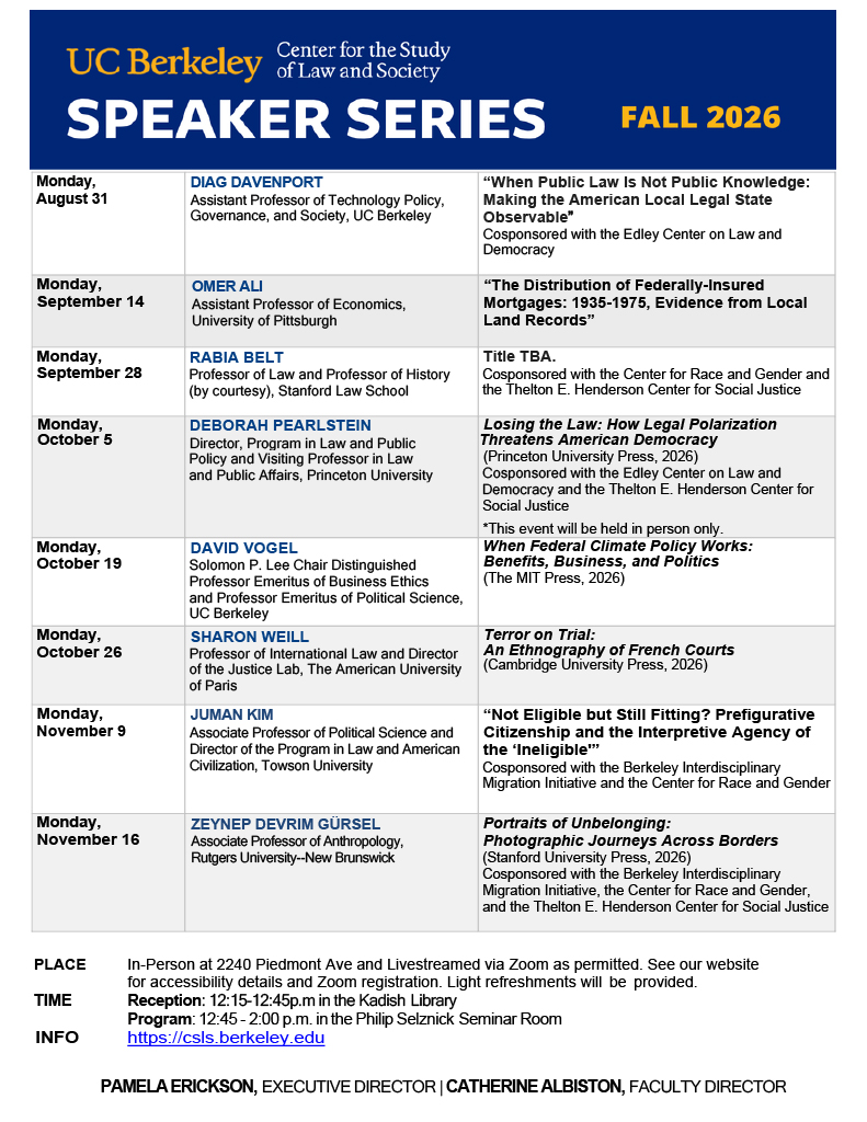 CSLSatBerkeley's tweet photo. The Fall 2026 CSLS Speaker Series will be held in person and livestreamed via Zoom as permitted.

Registration and accessibility details can be found on our website: https://t.co/rDChDyY31q 

We hope you can join us! https://t.co/idF6xHywfx