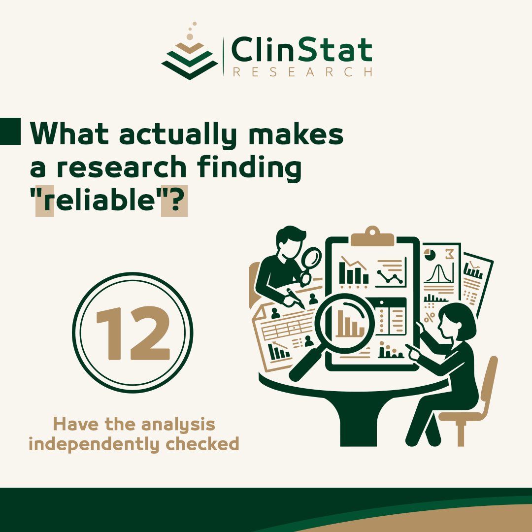 clin_stat's tweet photo. Independent verification brings a second, unbiased set of eyes to the data and results catching what even careful researchers miss in their own work. https://t.co/TyUKvAGy0W