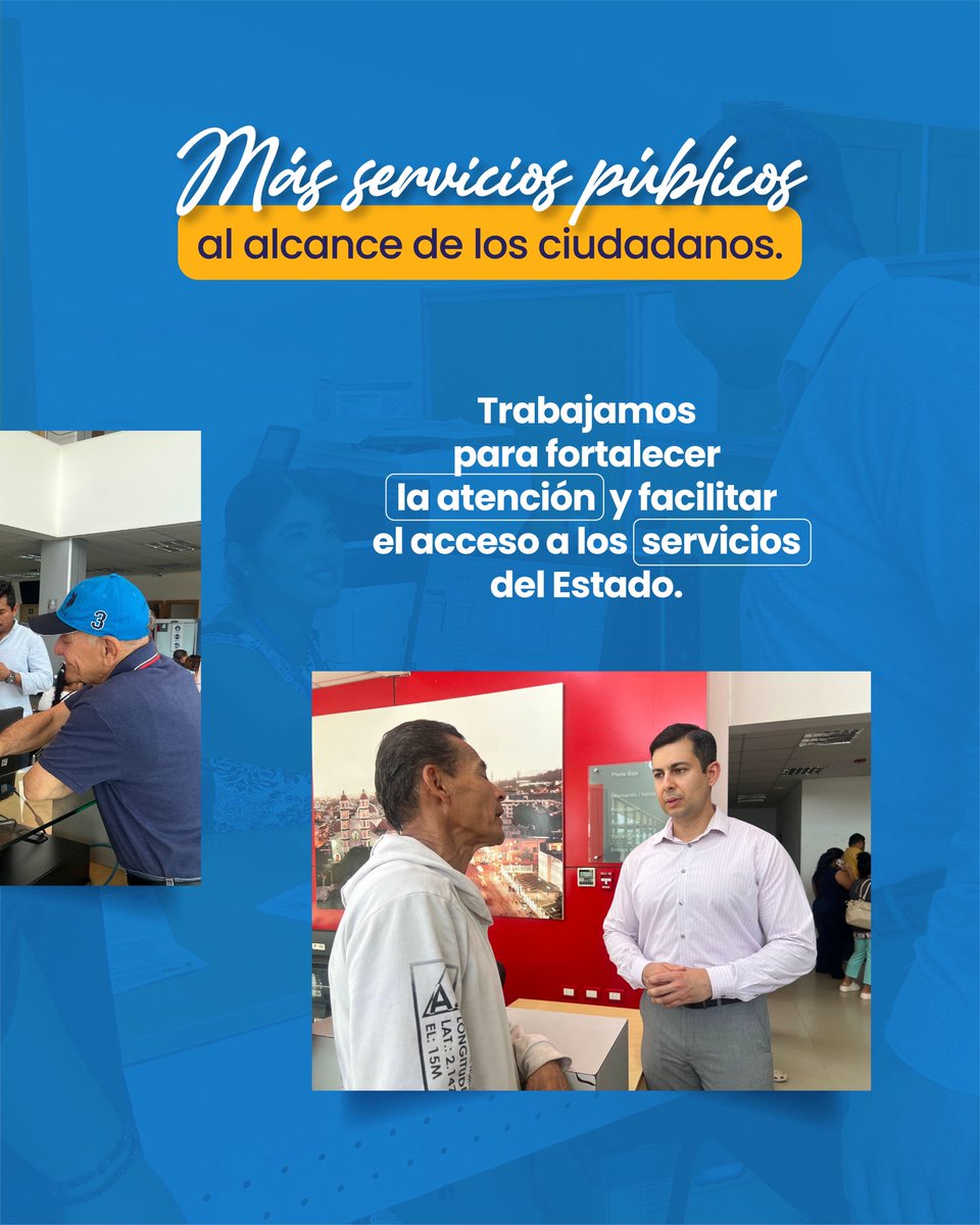 MIT_Ecuador's tweet photo. Servicios modernos y de calidad para los manabitas.

El viceministro @Ricardo__Guti, junto al coordinador zonal Tito Álvarez y autoridades locales, recorrió el Registro Civil de Portoviejo.

La ciudadanía accede a servicios de cedulación, certificados de matrimonio y defunción, entre otros trámites registrales.

Durante la visita, se verificó la atención y se recogieron las necesidades de los usuarios para fortalecer la prestación de servicios públicos.