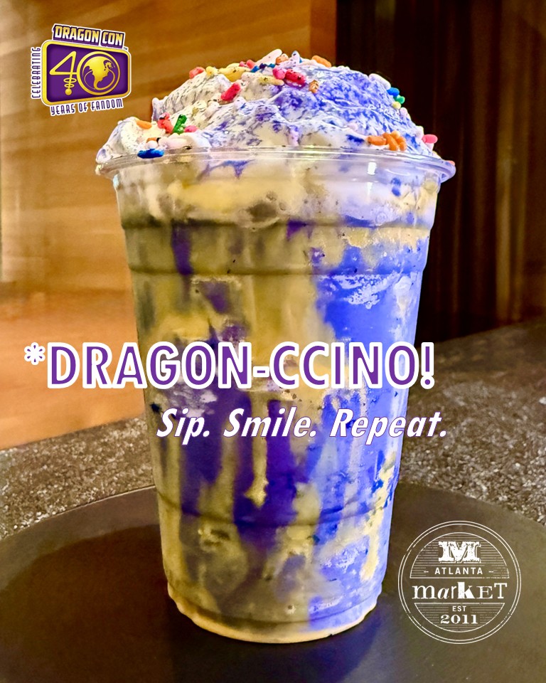 hyattatlanta's tweet photo. ✨ Legend has it every @DragonCon adventure should begin with a Dragon-ccino. Cool, creamy, colorful, and topped with whipped cream and birthday sprinkles—it's the sweetest way to celebrate 40 years of fandom. 💜🐉 https://t.co/UigzaRuvQH