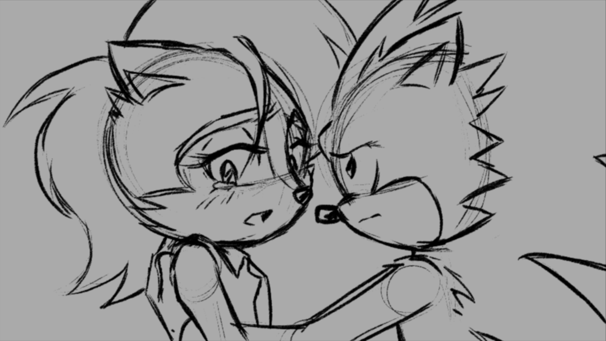 _stovan's tweet photo. Key animation on Shot 86, featuring an emotionally vulnerable moment between Sonic and Sally, begins tomorrow LIVE on YouTube!
#SonicAct2 https://t.co/z7vGzC29Ix