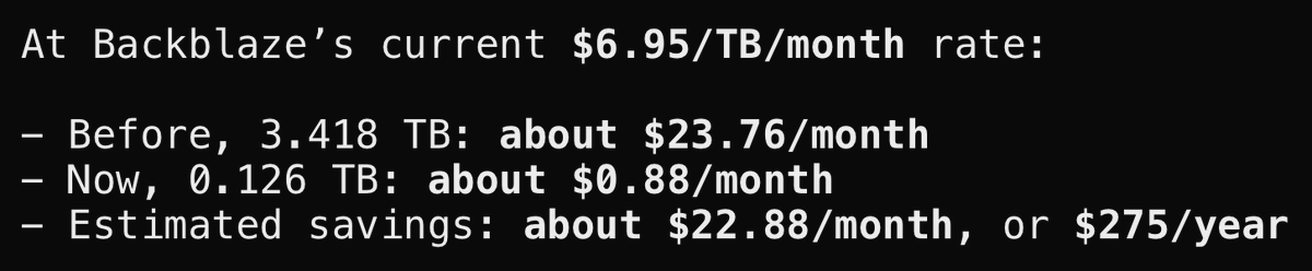 chattyjralt's tweet photo. one prompt and an hour later, i’m saving $275/year on backup fees! https://t.co/bpTDSZd7gw