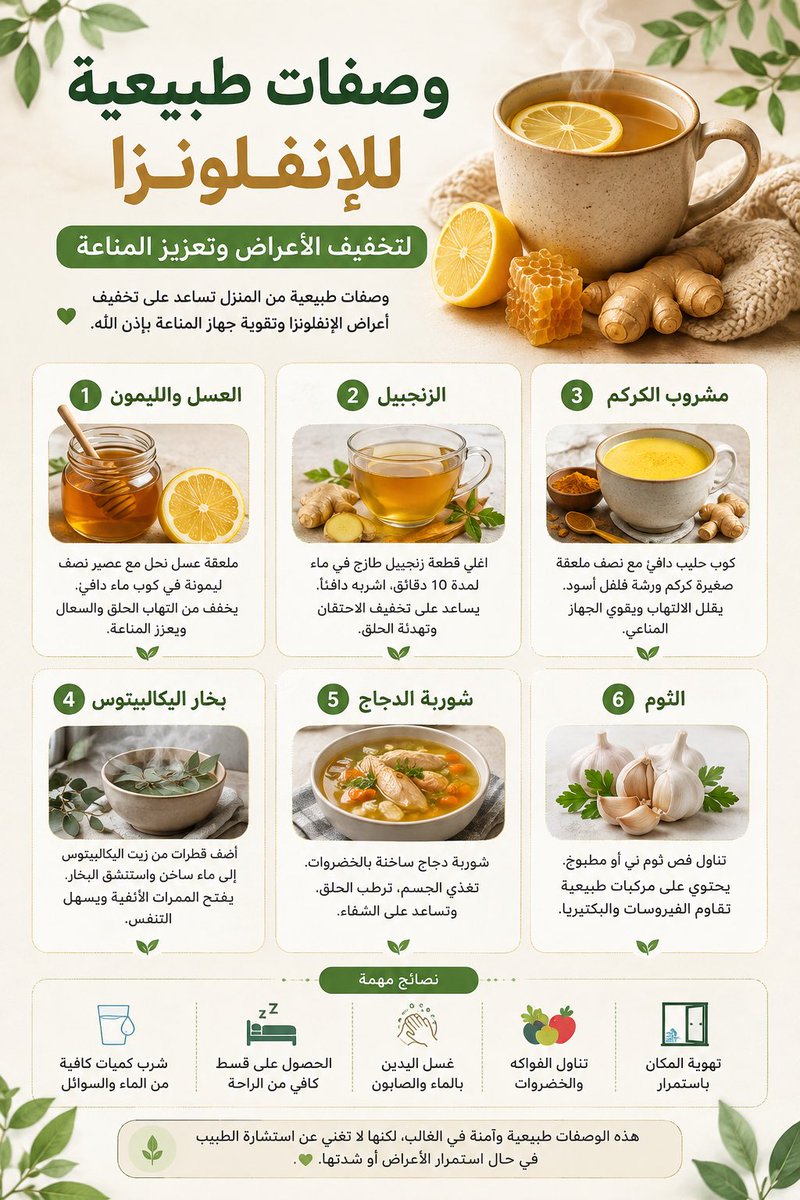 jadrochdi's tweet photo. وصفات طبيعية للانفلونزا #وصفات #التداوي #الاعشاب #العلاج #الصحة #الأمراض https://t.co/22uqccw8dK