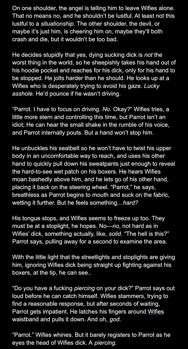 tthesstarrynite's tweet photo. [ #bbtwt ] in honor of finally getting my first hate message here’s another piece of the ☯️🦜 rpf im writing 😇😇 ignore any and all typos or ill die https://t.co/Zi1pbPziOi
