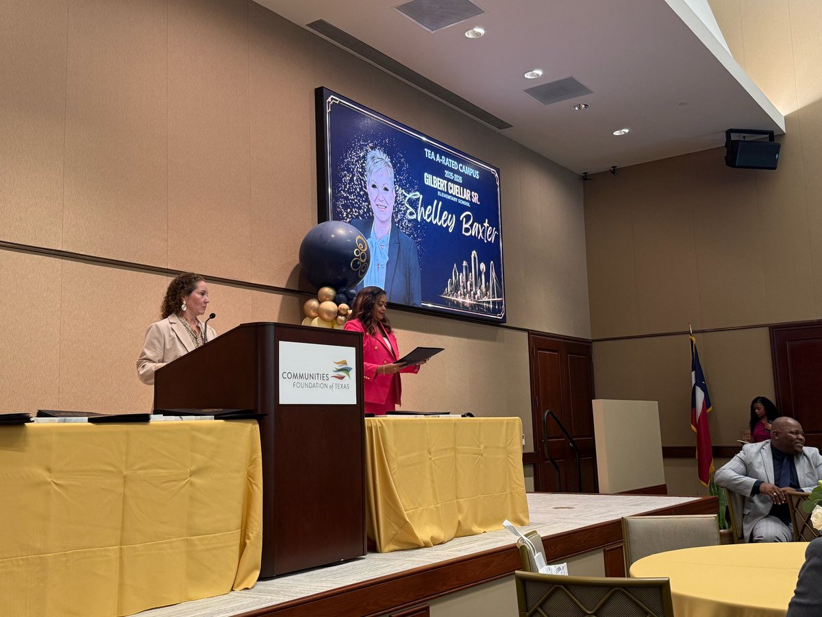 Shelley_Baxter_'s tweet photo. Celebrating our A at the Dallas ISD Blueprint Celebration! Thank you to the entire Gilbert Cuellar Sr. Elementary School team, students, parents, &amp; community for the hard work &amp; dedication that made this day possible!!! I cannot thank them enough!!! @CuellarNation @Region1DISD https://t.co/t9rC6tHEIw