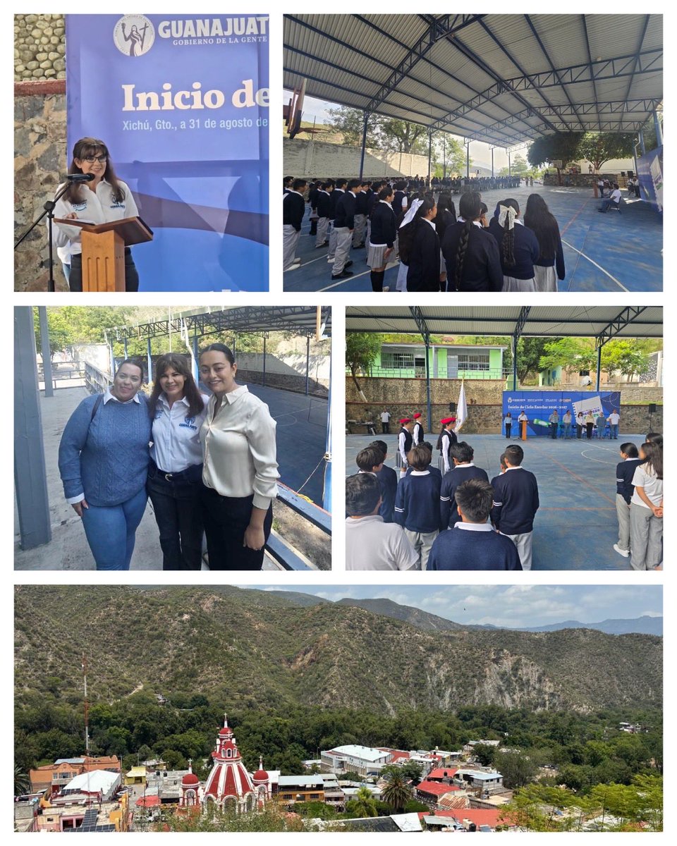 GracielaAmaro22's tweet photo. Hoy en Xichú 🌳acompañamos a la comunidad educativa, en representación de nuestra gobernadora @LibiaDennise , al inicio del ciclo escolar 2026 - 2027 📚
Nuevos retos y oportunidades para las juventudes de la secundaria Benito Juárez. 👩🏻‍🏫
En Guanajuato, más de 1.7 millones de estudiantes regresan a las aulas acompañados de 98 mil maestras y maestros para construir un mejor futuro 🤝
