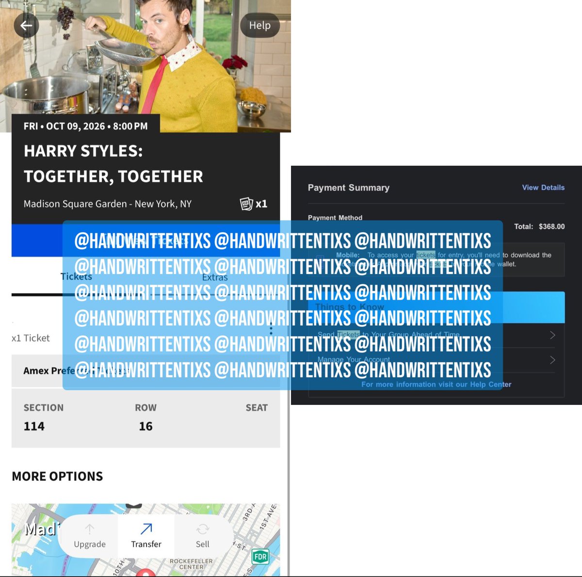 handwrittentixs's tweet photo. NEW YORK CITY HARRY STYLES fans, I have ONE ticket to the show on October 9th for $379.04 (PayPal fee included)! #TogetherTogetherTour 

If interested, please fill out the buyer form: https://t.co/HeqW8Xy9t9 https://t.co/kM4Jzro6Fl