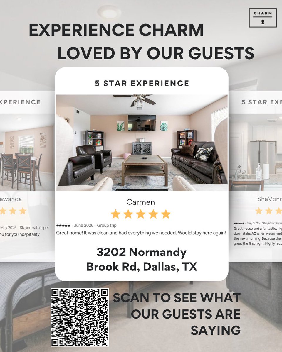 StaywithCharm's tweet photo. 5-star stay in Dallas! ⭐⭐⭐⭐⭐

"Great home! It was clean and had everything we needed. Would stay here again!"

Explore 3202 Normandy Brook Rd &amp; book direct: https://t.co/y7LbCrQtEM

#Airbnb #DallasTravel #Texas #PetFriendly #VacationRental #Home #Vacation #Superhost #Dallas https://t.co/ActdczKKZS