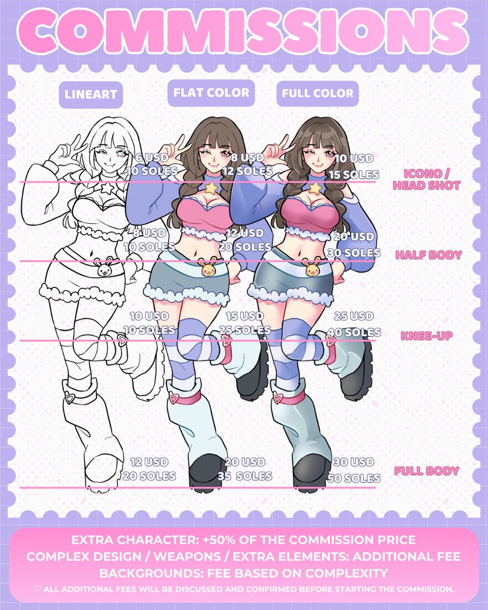 gelanyachan's tweet photo. OPEN COMMISSIONS ✨

Queridos pedacitos de sol, les comparto mi tabla de comisiones actualizada T^T  comisionenme please, no como hace meses 

Cualquier consulta, al DM 📩
#opencommission #emotecommission #comisionesperu
#commissionart https://t.co/e1JKD7R4Ds