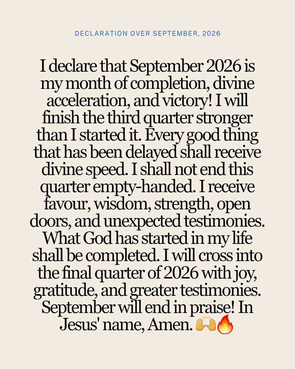 iamo_cube's tweet photo. September 2026, you will favour me.
God’s plan for my life will manifest this month
#DivineDeclaration
#PropheticSeptember
#September2026
#MyMonthOfFavour
#MonthOfTestimonies https://t.co/YOVMhLKfYE