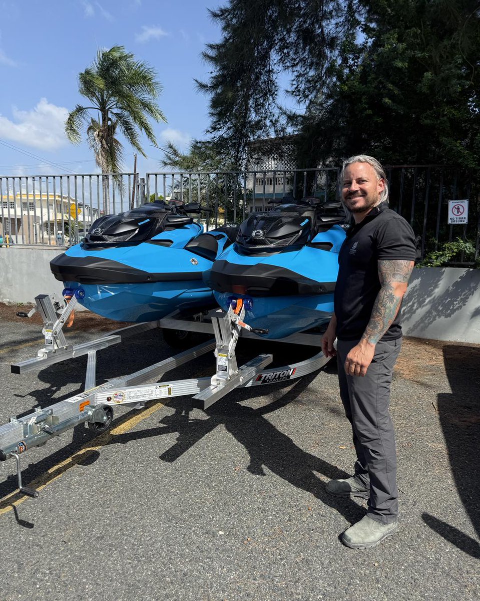 OctavioBurvs's tweet photo. They’re taking them two at a time! Thanks, Tony, for purchasing your two 2026 Sea-Doo RXP-X 325 HP watercraft! Two 325-horsepower machines ready to take on the water. In Puerto Rico, it’s summer all year long! Tony, enjoy them to the fullest! https://t.co/vxJF10rYbY