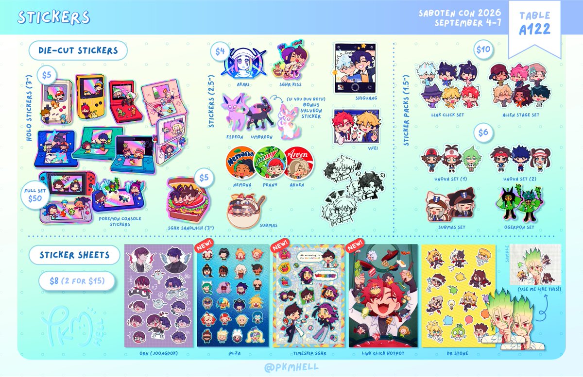 pkmhell's tweet photo. ill be at saboten con this weekend in arizona!! at table A122

check out my catalogue~~ come say hi... i have new stuff.. smiles😊 https://t.co/5Zmw2Pz2uP
