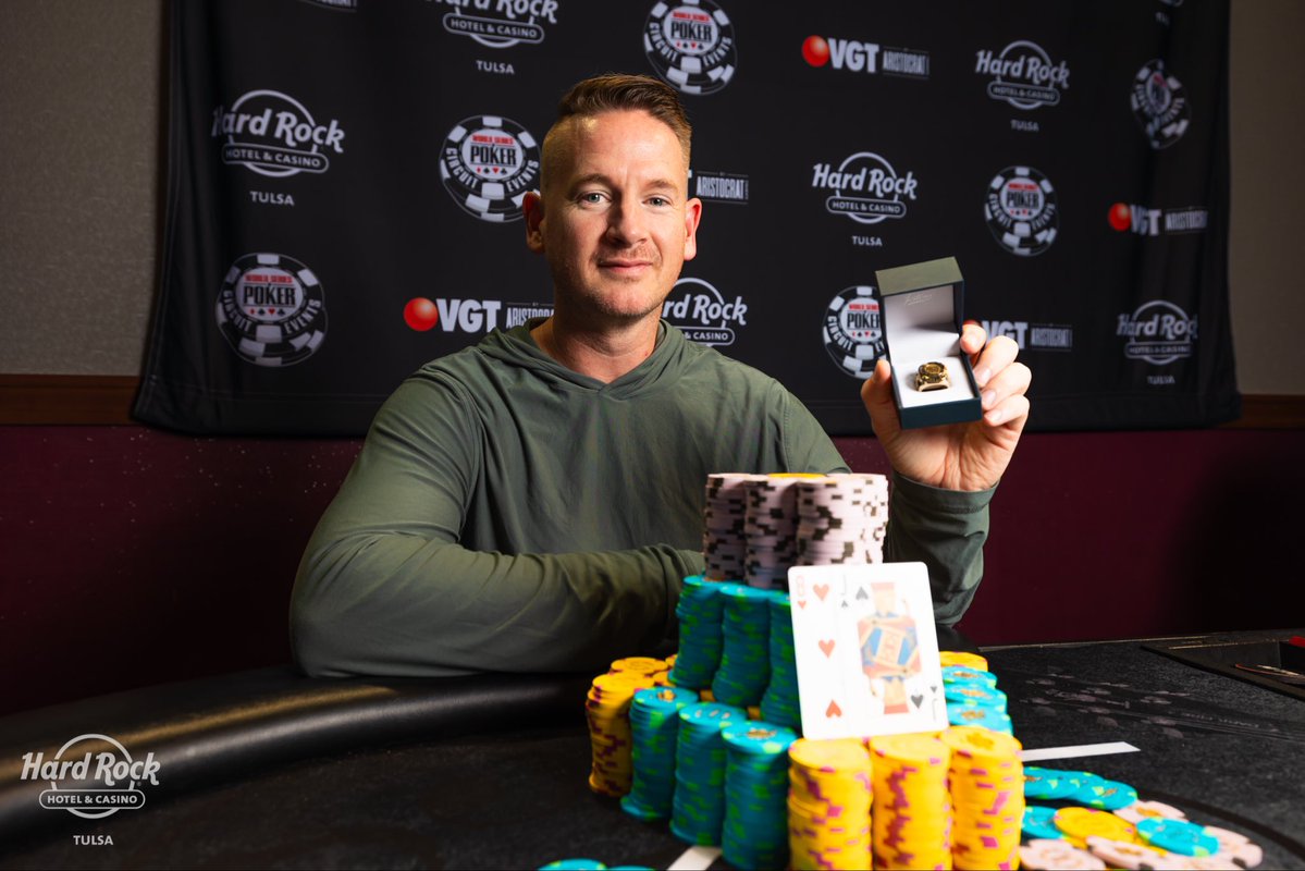 TulsaHardRock's tweet photo. Massive @WSOP Circuit winners over the weekend here in Tulsa, OK! 💍

#4 💍 - $400 NLH Mini Main
🥇: Eric Bunch
💰: $46,800
🎟️: 895 Entrants

#5 💍 - $300 NLH Seniors
🥇: Craig Cantrell
💰: $15,426
🎟️: 383 Entrants

#6 💍 - $400 NLH
🥇: Dylan Murrell
💰: $10,463
🎟️: 125 Entrants https://t.co/RmgpFyN1g3