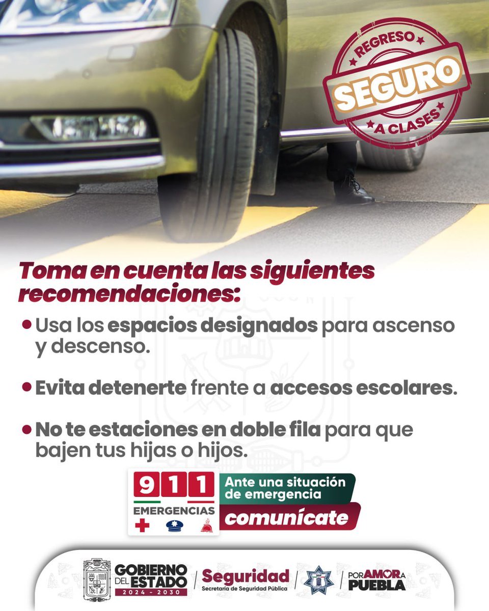 RUTA_Puebla's tweet photo. 🚘 Evita la doble fila afuera de las escuelas. Utiliza únicamente las zonas designadas para el ascenso y descenso de tus hijas e hijos, y mantén despejados los accesos. 🏫
​La cultura vial nos beneficia a todos. @Gob_Puebla
​#VialidadSegura #RegresoAClases #Puebla https://t.co/amggY7bjxb